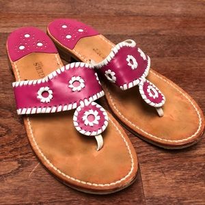Jack Rogers Pink and White Jacks Sandals size 10